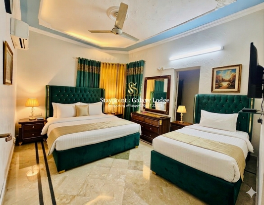 B2 – Master Bed + Single Bed | Galaxy Lodge  Price: PKR 8,800 / night Capacity: 3 Guests